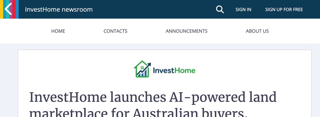 PRWire coverage of InvestHome's launch